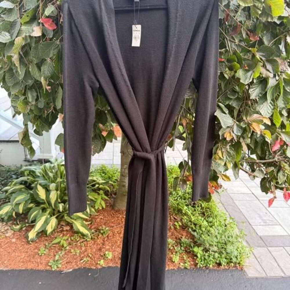EXPRESS Black Long Duster Cardigan Tie Belt Sweater S NWT